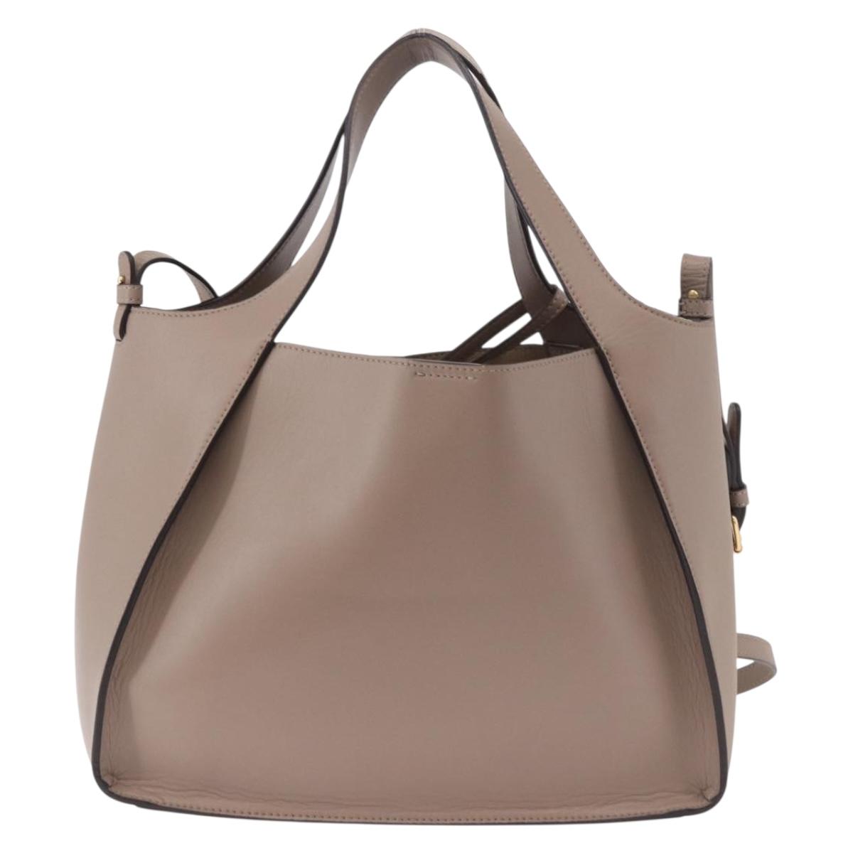 Stella MacCartney Hand Bag Leather 2way Beige Gold 513860 Auth 188263A