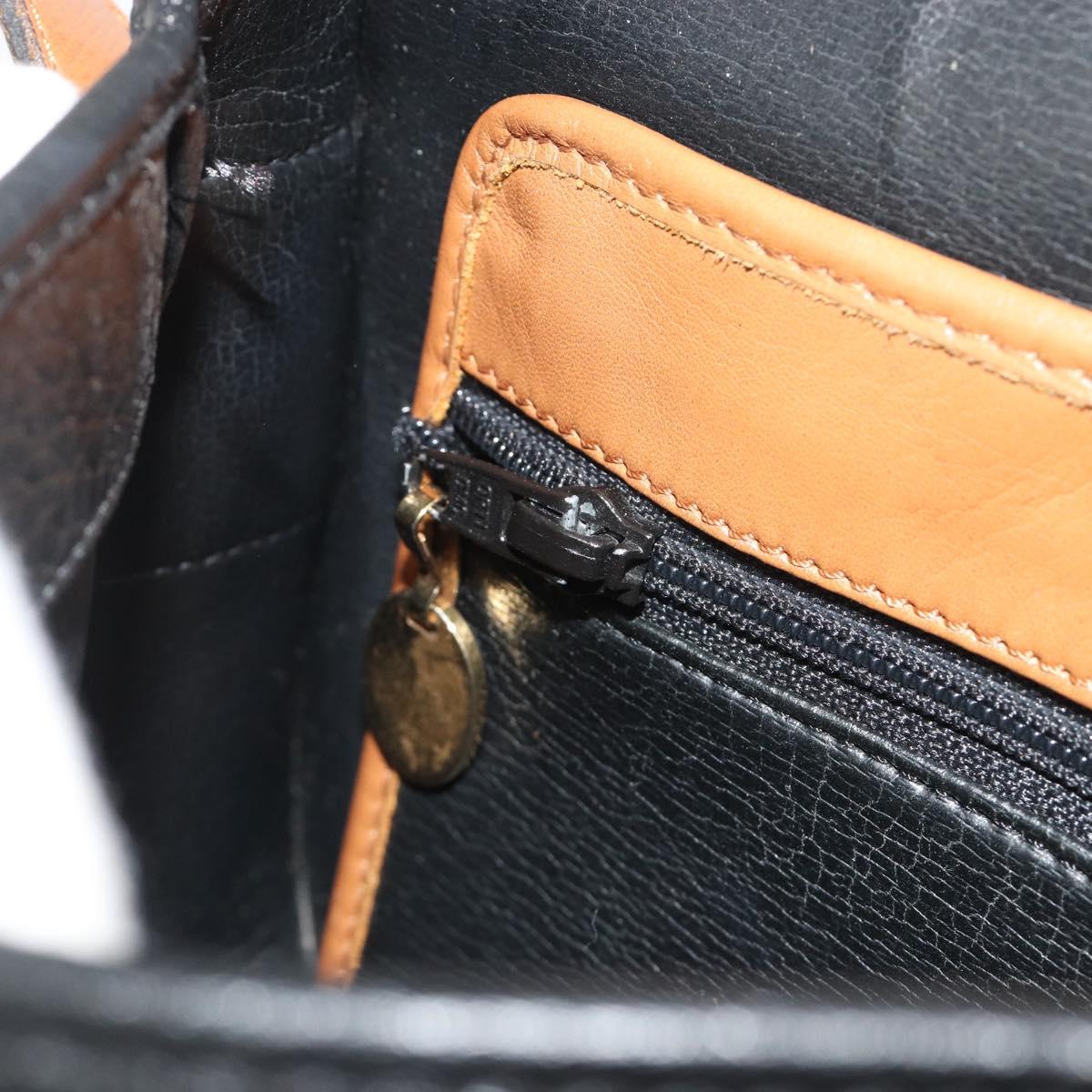 Christian Dior Shoulder Bag Leather Black Gold Auth 188273
