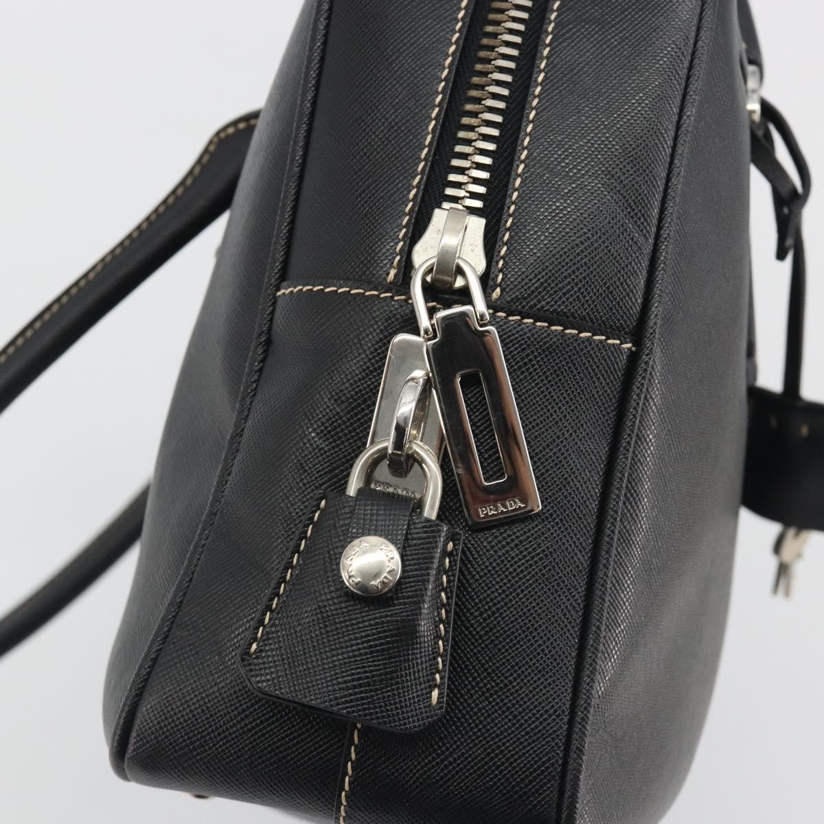 PRADA Tote Bag Saffiano leather Black Silver Auth 188279SAV