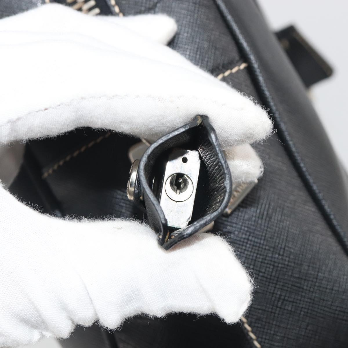 PRADA Tote Bag Saffiano leather Black Silver Auth 188279SAV