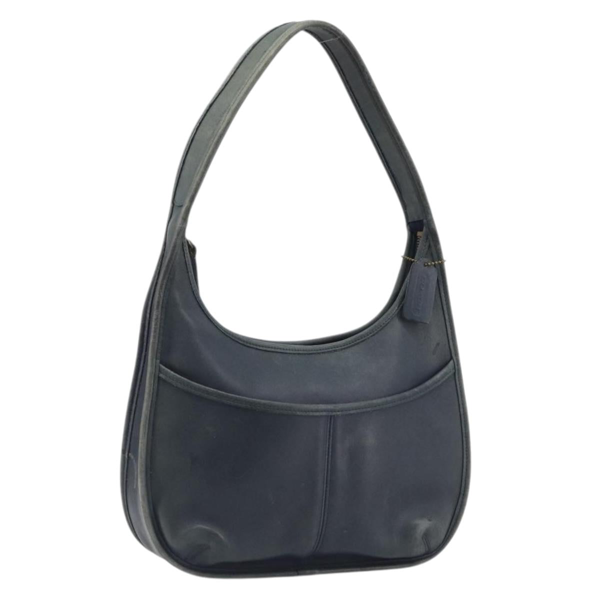 Coach Ergo Shoulder Bag Leather Navy Gold Auth 188282