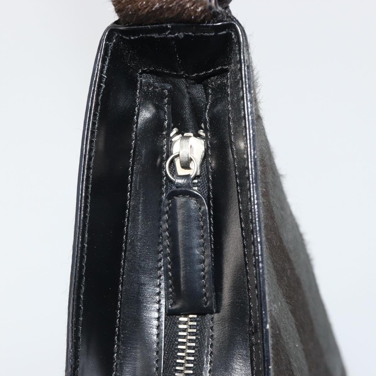 Salvatore Ferragamo Shoulder Bag Harako leather Black Silver Auth 188284A