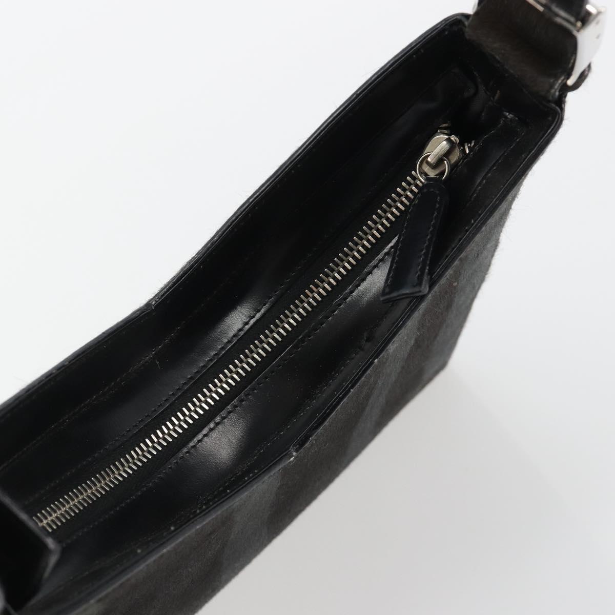 Salvatore Ferragamo Shoulder Bag Harako leather Black Silver Auth 188284A
