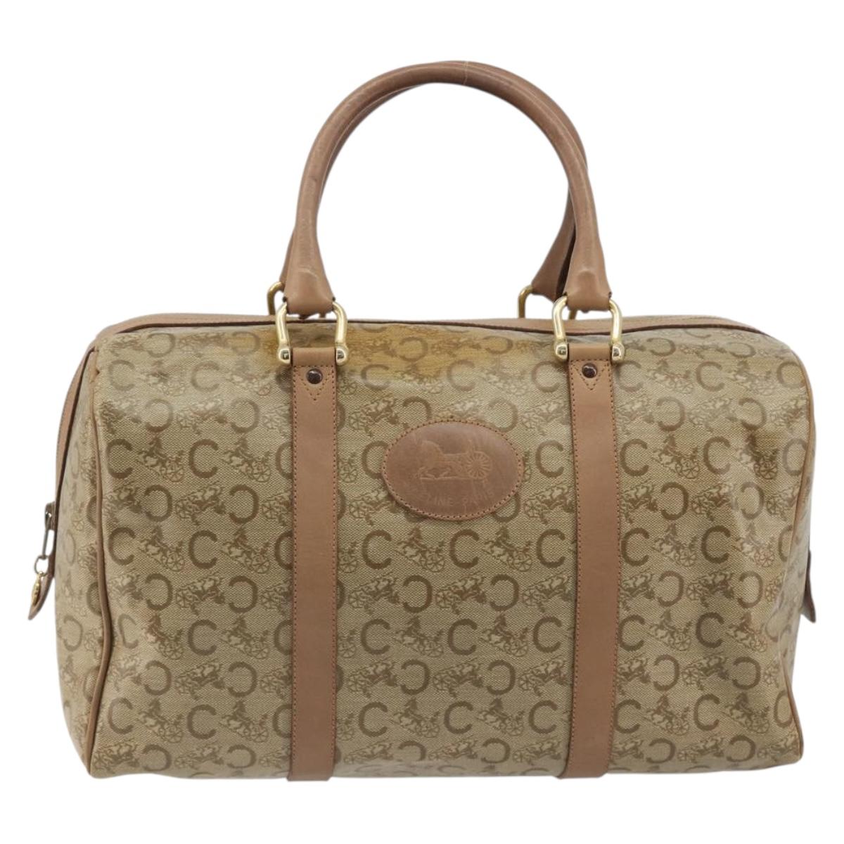 CELINE C Sulky Hand Bag PVC Beige Gold Auth 188286