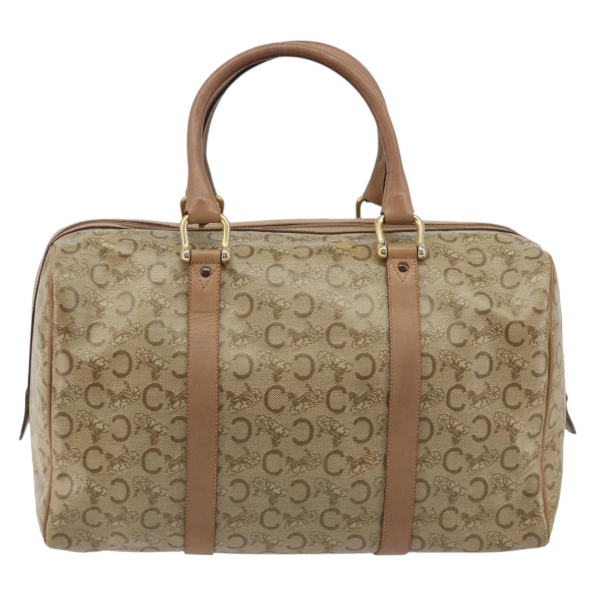 CELINE C Sulky Hand Bag PVC Beige Gold Auth 188286