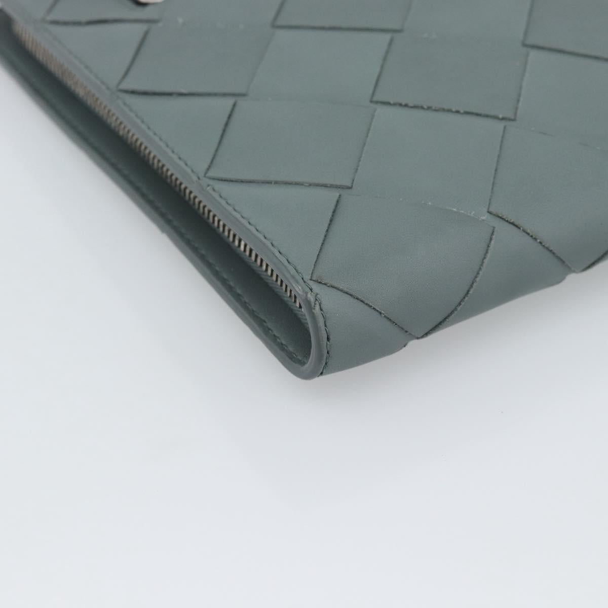 BOTTEGA VENETA MAXI INTRECCIATO Clutch Bag Leather Gray Silver Auth 188287A