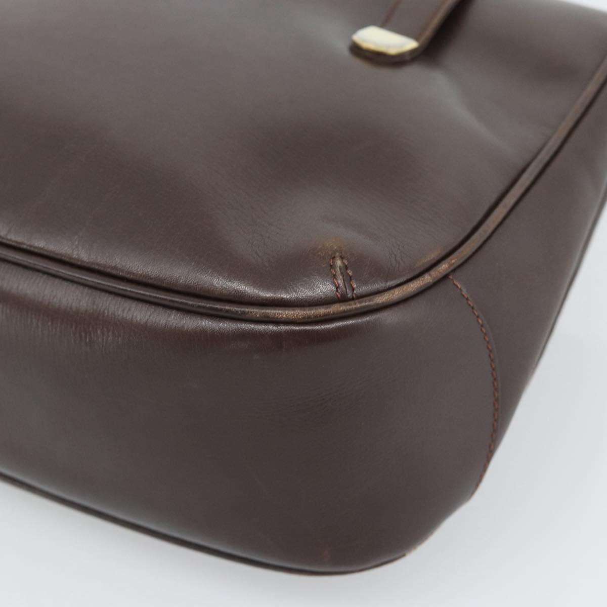 CELINE Hand Bag Leather Brown Gold Auth 188288