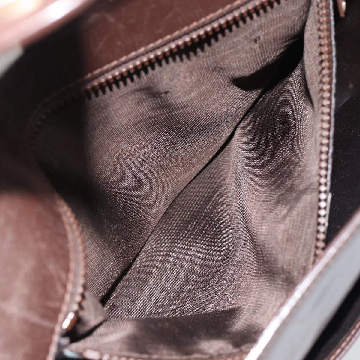 CELINE Hand Bag Leather Brown Gold Auth 188288