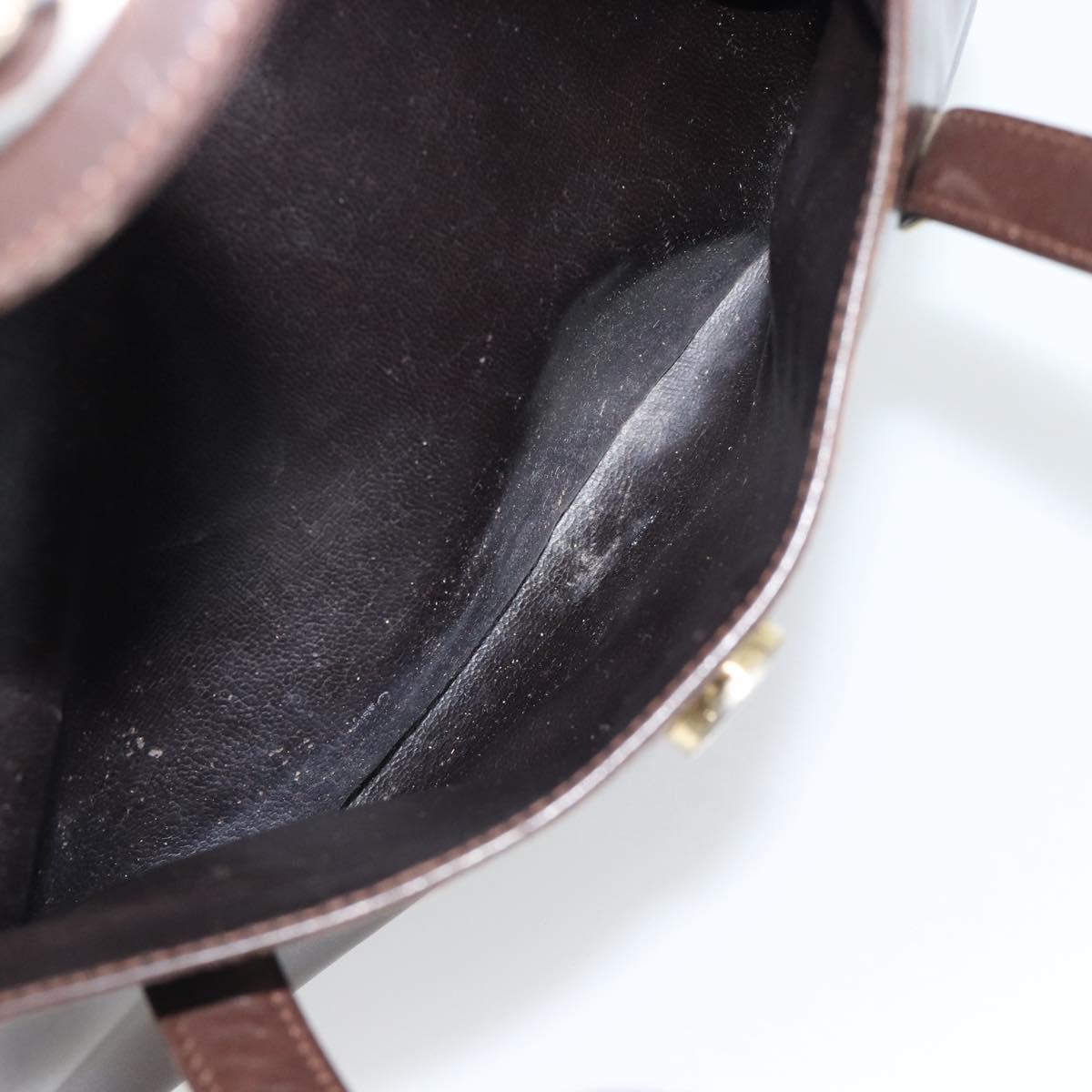 CELINE Hand Bag Leather Brown Gold Auth 188288