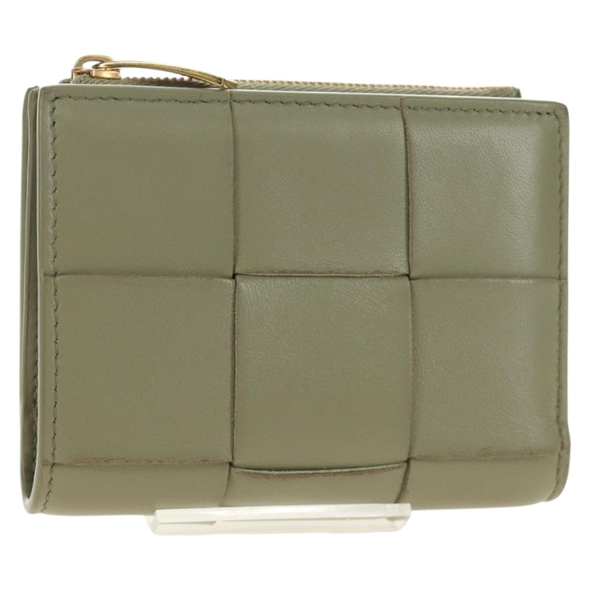 BOTTEGA VENETA MAXI INTRECCIATO Wallet Leather Beige Gold Auth 188290M