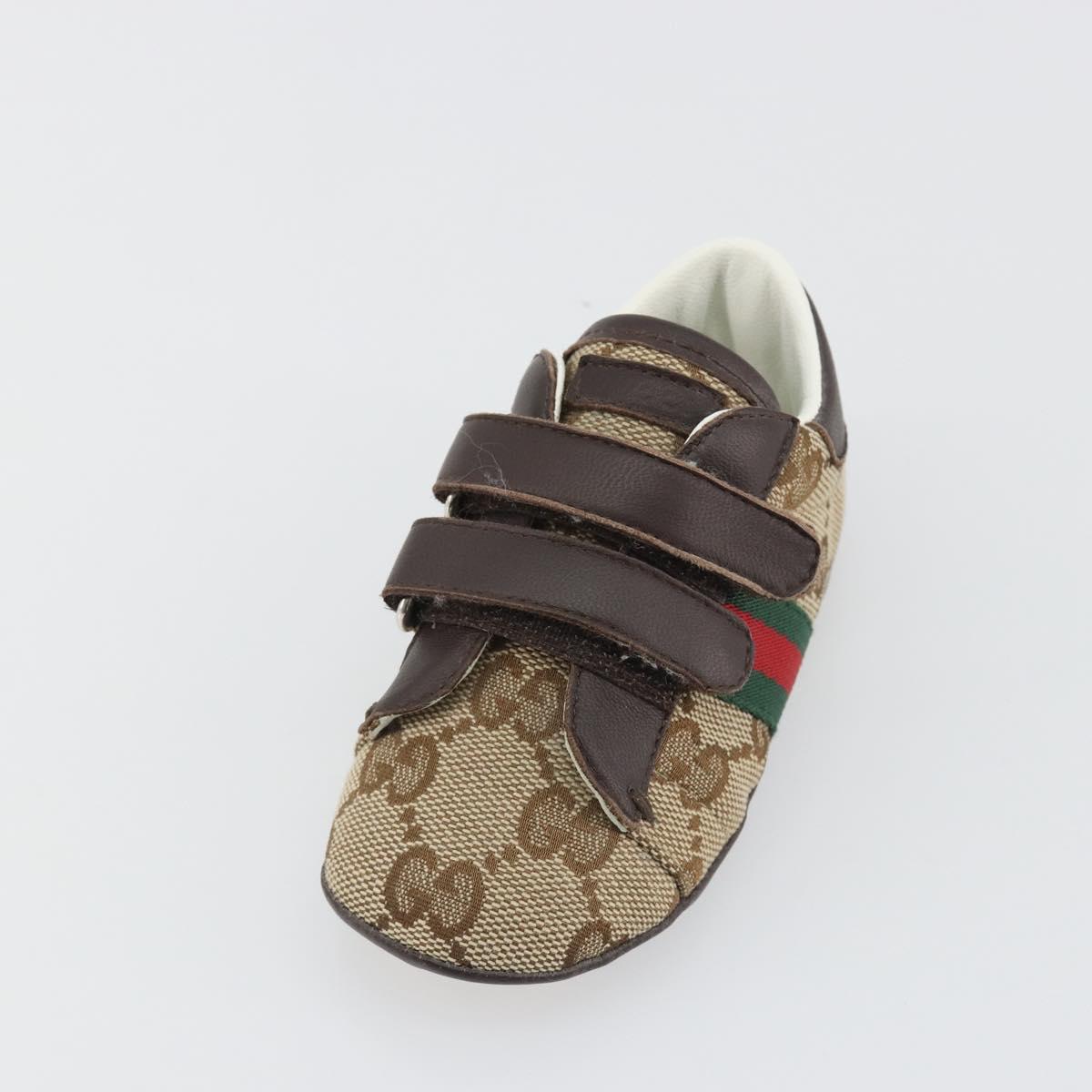 GUCCI GG Canvas Sherry Line Baby Shoes Beige Auth 188291A