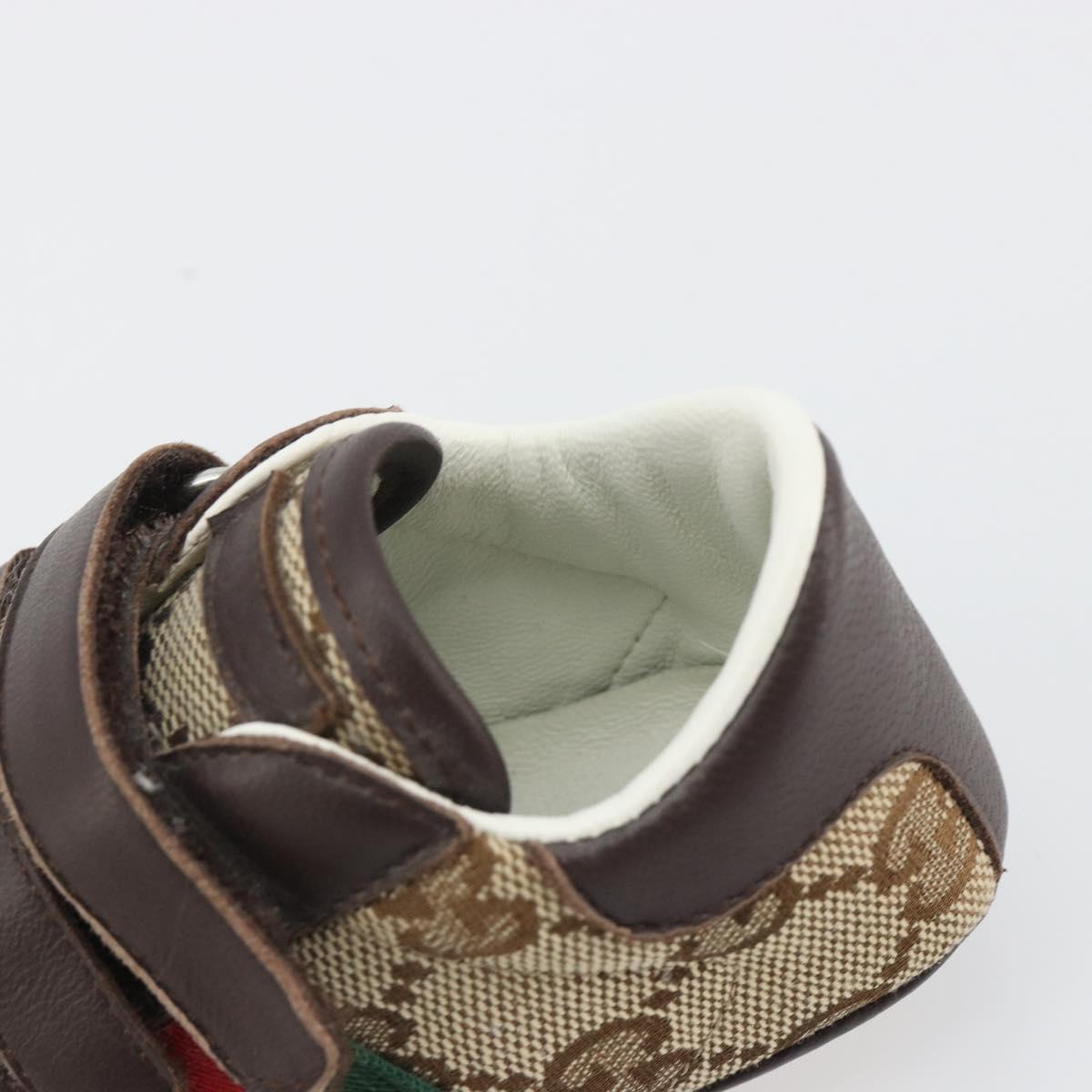 GUCCI GG Canvas Sherry Line Baby Shoes Beige Auth 188291A