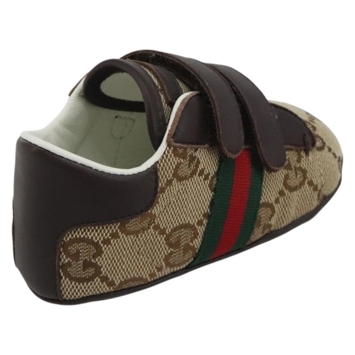 GUCCI GG Canvas Sherry Line Baby Shoes Beige Auth 188291A