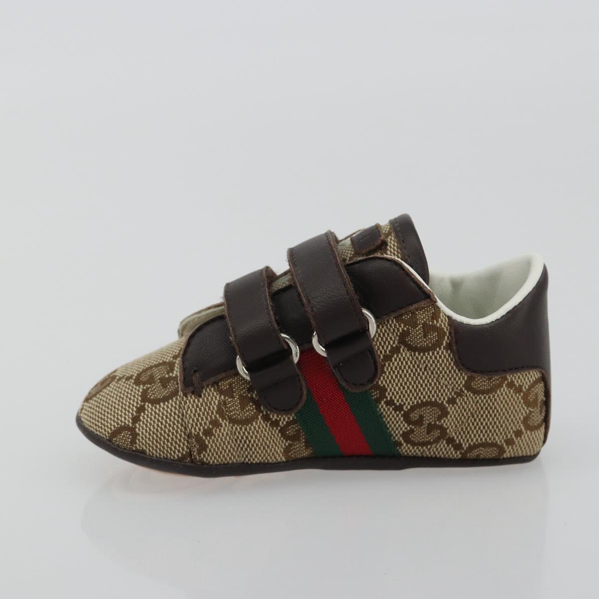 GUCCI GG Canvas Sherry Line Baby Shoes Beige Auth 188291A