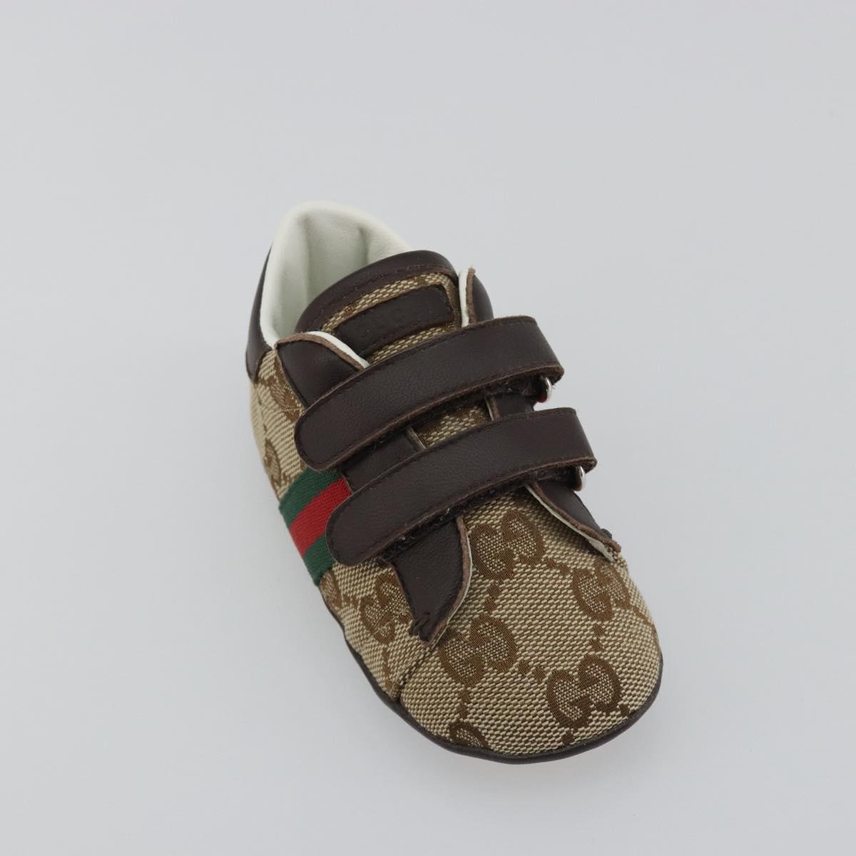 GUCCI GG Canvas Sherry Line Baby Shoes Beige Auth 188291A