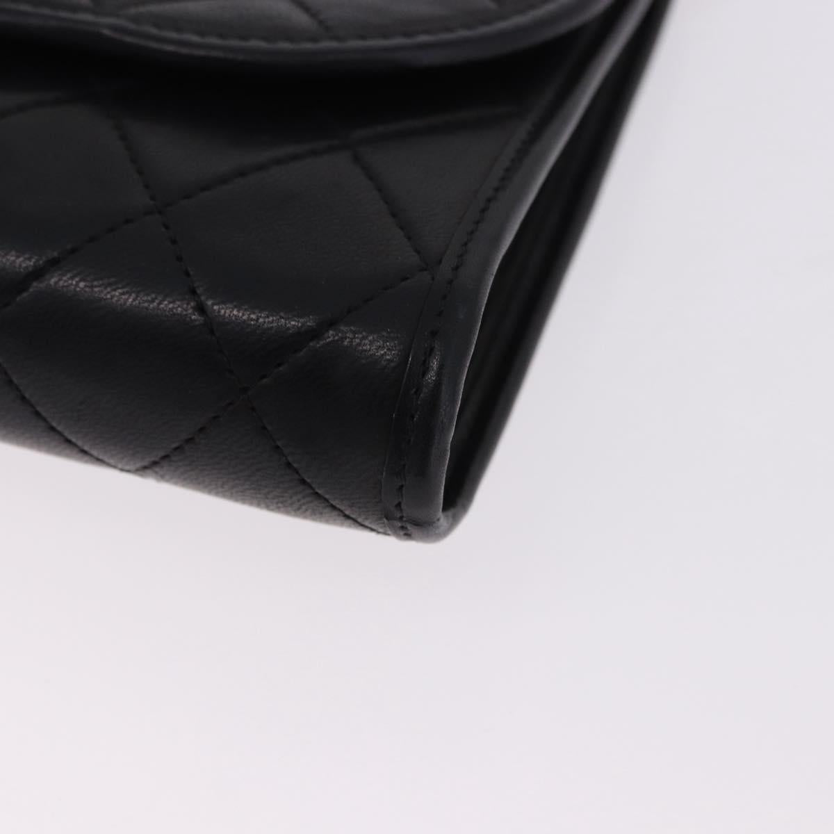 CHANEL Chain Matelasse Shoulder Bag Lamb Skin Black Gold CC Auth 188292SAV