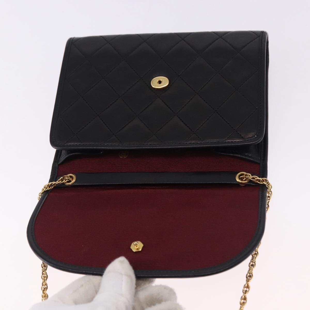 CHANEL Chain Matelasse Shoulder Bag Lamb Skin Black Gold CC Auth 188292SAV