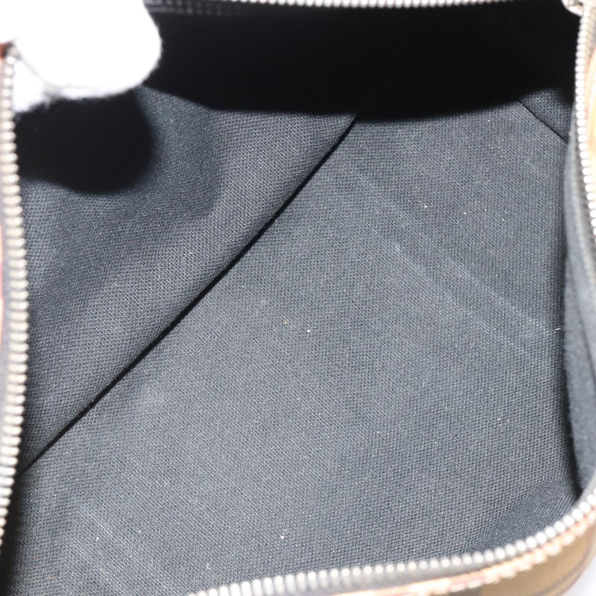 BURBERRY Nova Check Hand Bag PVC Beige Gold Auth 188293