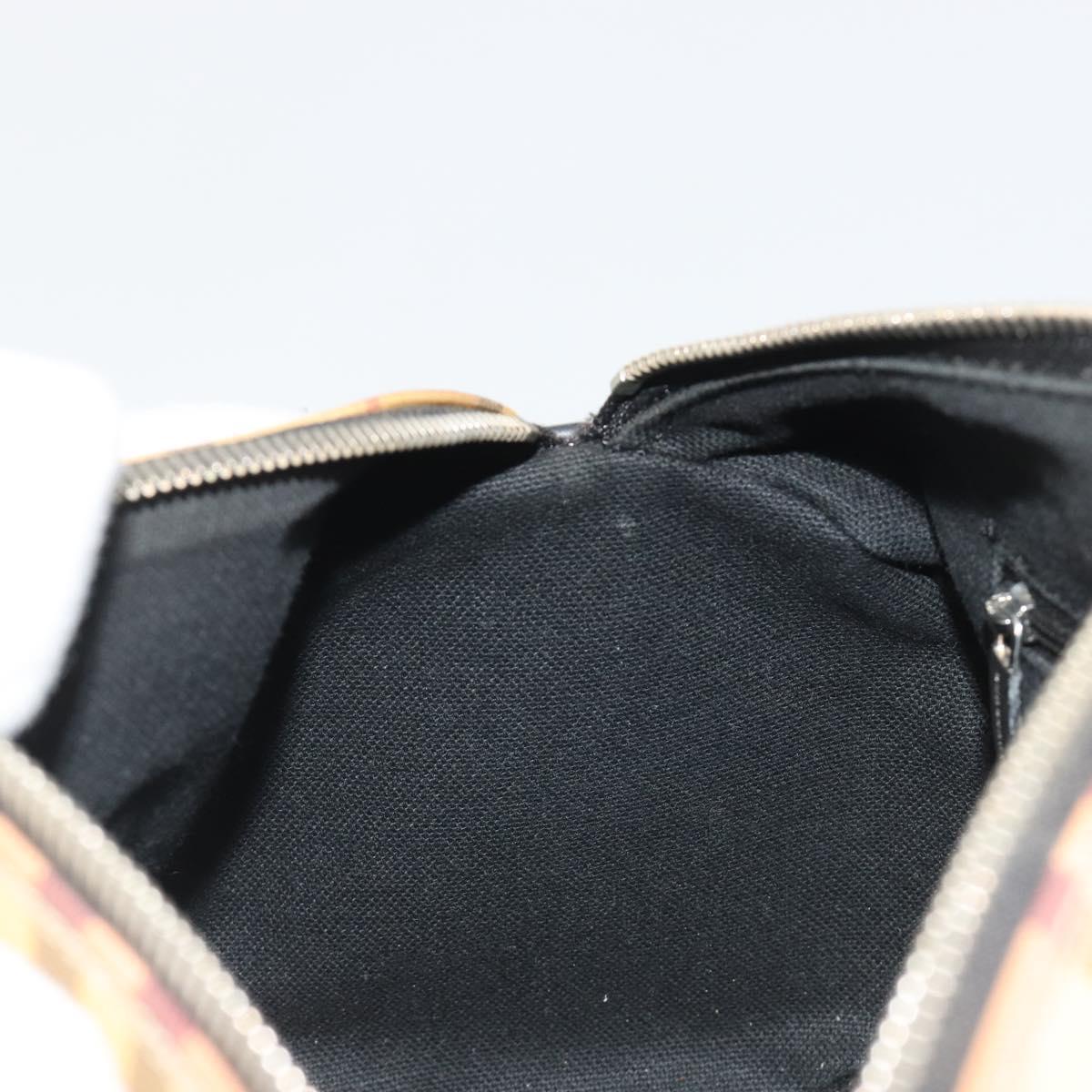 BURBERRY Nova Check Hand Bag PVC Beige Gold Auth 188293