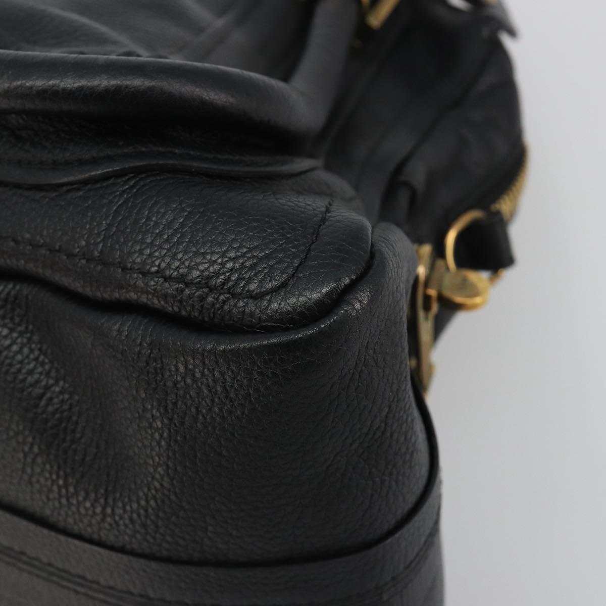 Chloe Paraty Hand Bag Leather Black Gold Auth 188295