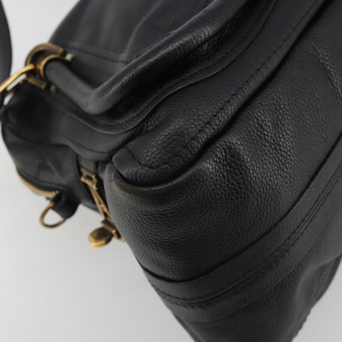 Chloe Paraty Hand Bag Leather Black Gold Auth 188295