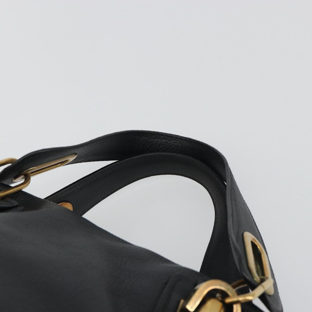 Chloe Paraty Hand Bag Leather Black Gold Auth 188295