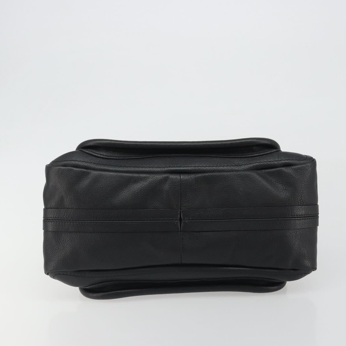 Chloe Paraty Hand Bag Leather Black Gold Auth 188295