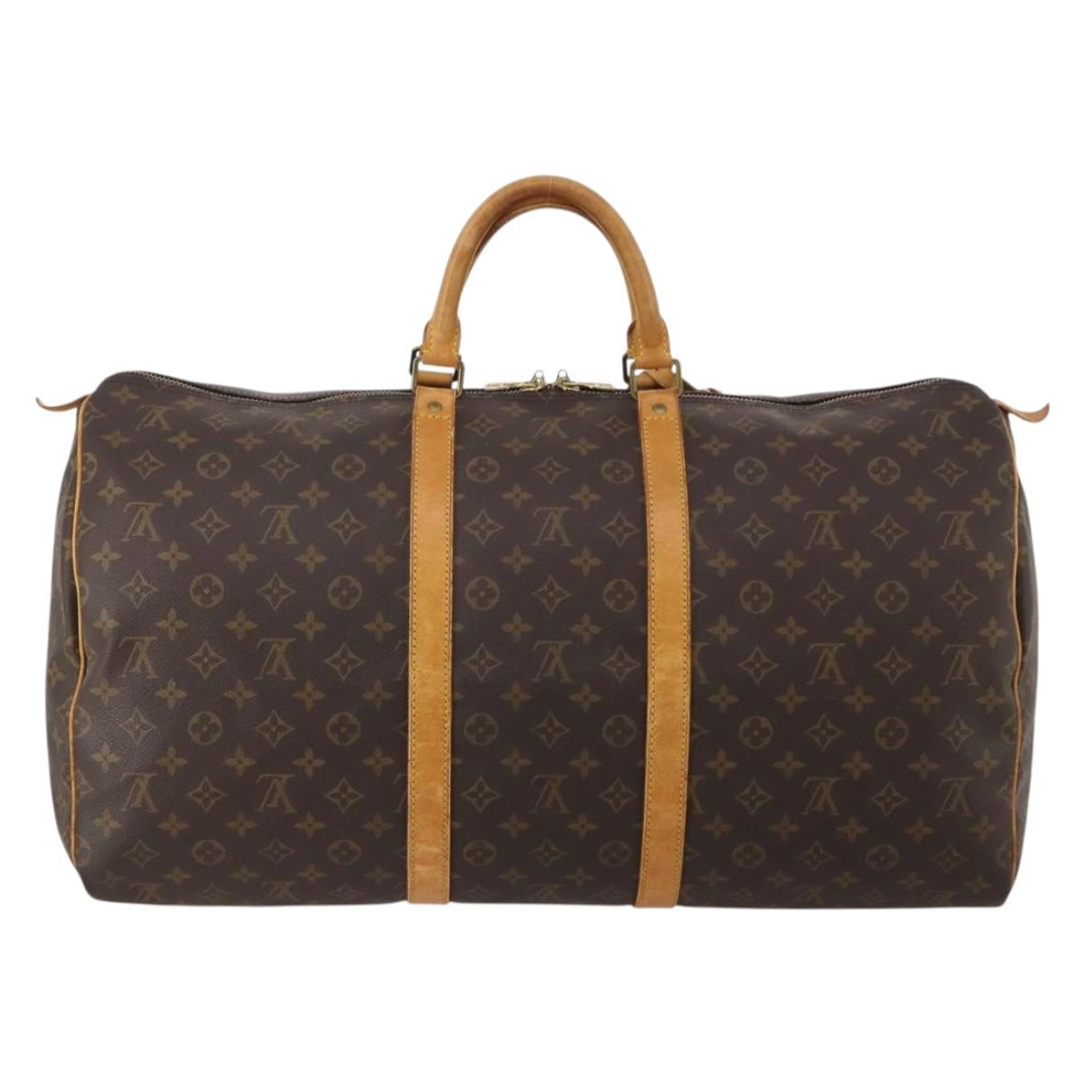 LOUIS VUITTON Monogram Keepall 55 Boston Bag M41424 LV Auth 188296