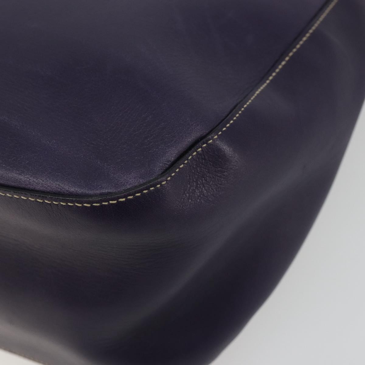 PRADA Shoulder Bag Leather Purple Gold Auth 188299A