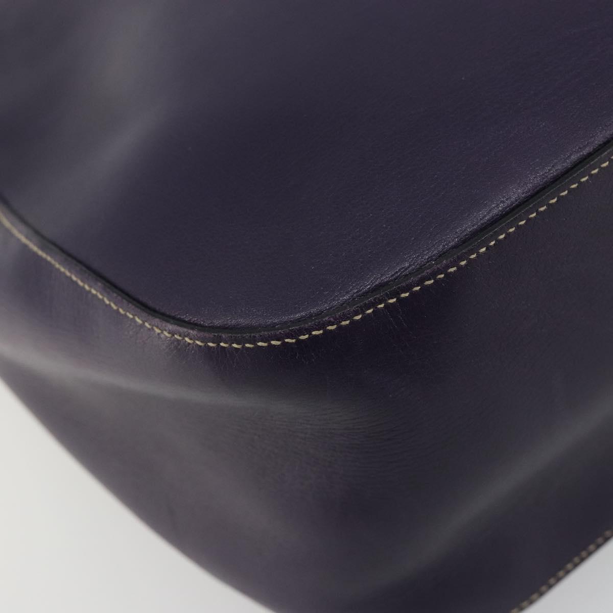 PRADA Shoulder Bag Leather Purple Gold Auth 188299A