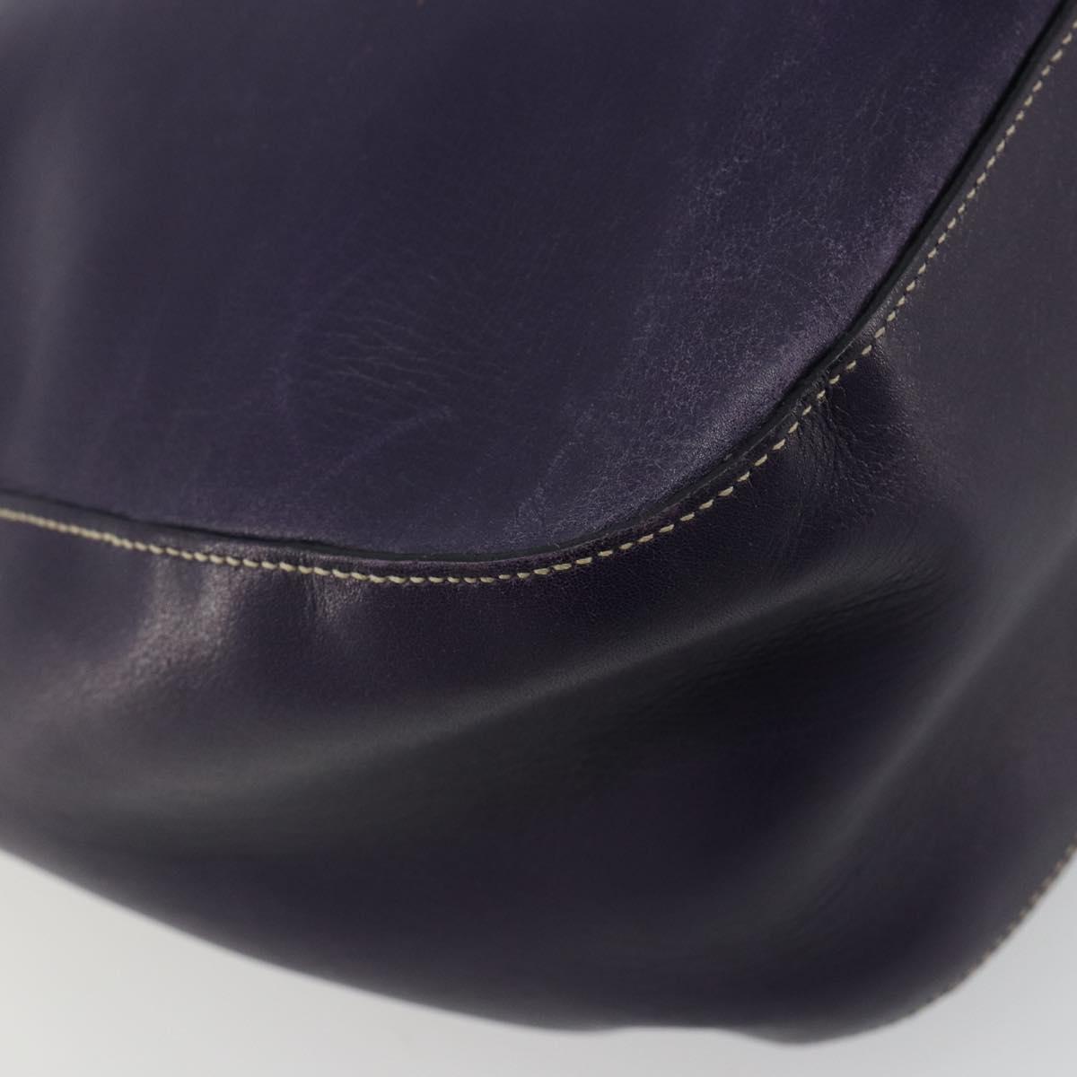 PRADA Shoulder Bag Leather Purple Gold Auth 188299A