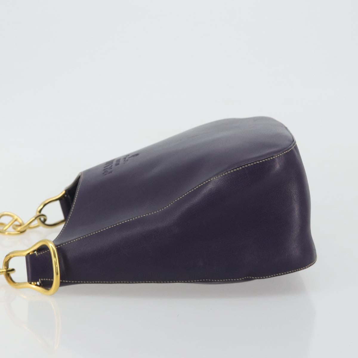 PRADA Shoulder Bag Leather Purple Gold Auth 188299A