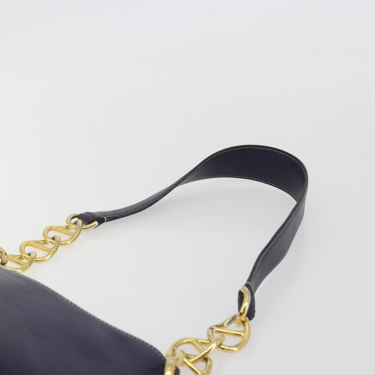 PRADA Shoulder Bag Leather Purple Gold Auth 188299A