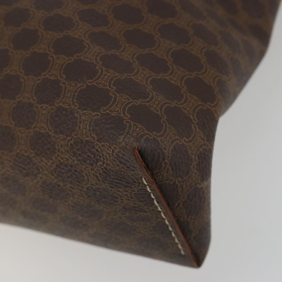 CELINE Macadam Canvas Tote Bag PVC Leather Brown Gold Auth 188302A