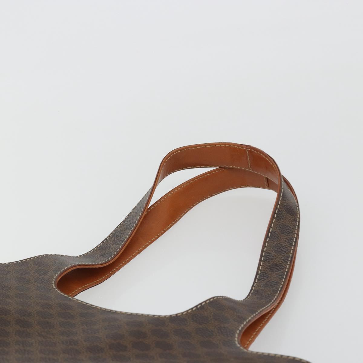 CELINE Macadam Canvas Tote Bag PVC Leather Brown Gold Auth 188302A