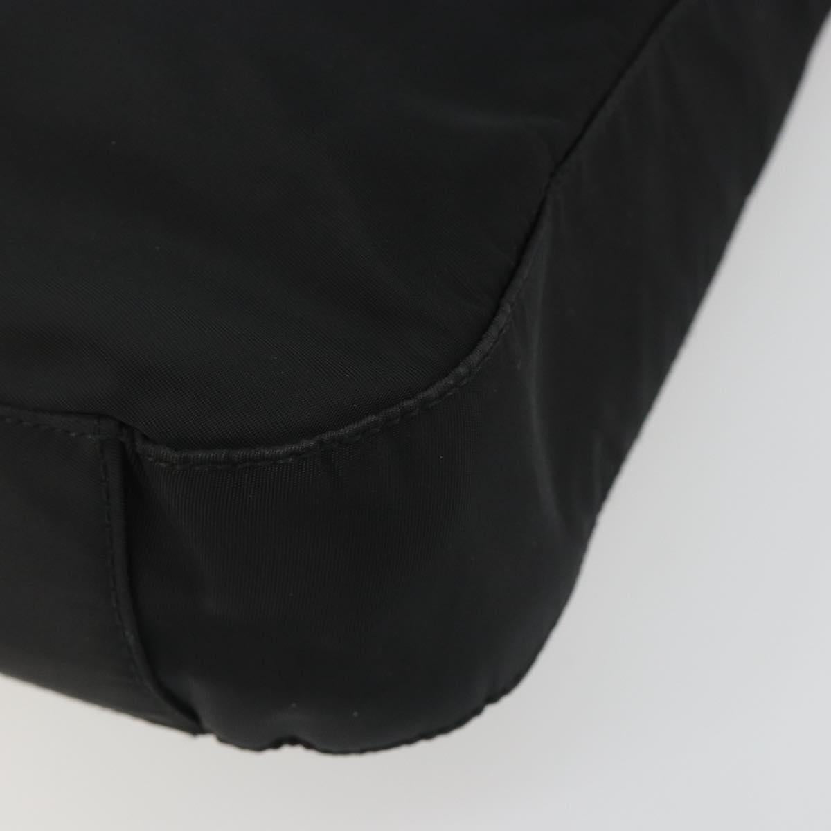 PRADA Hand Bag Nylon Black Silver Auth 188308A