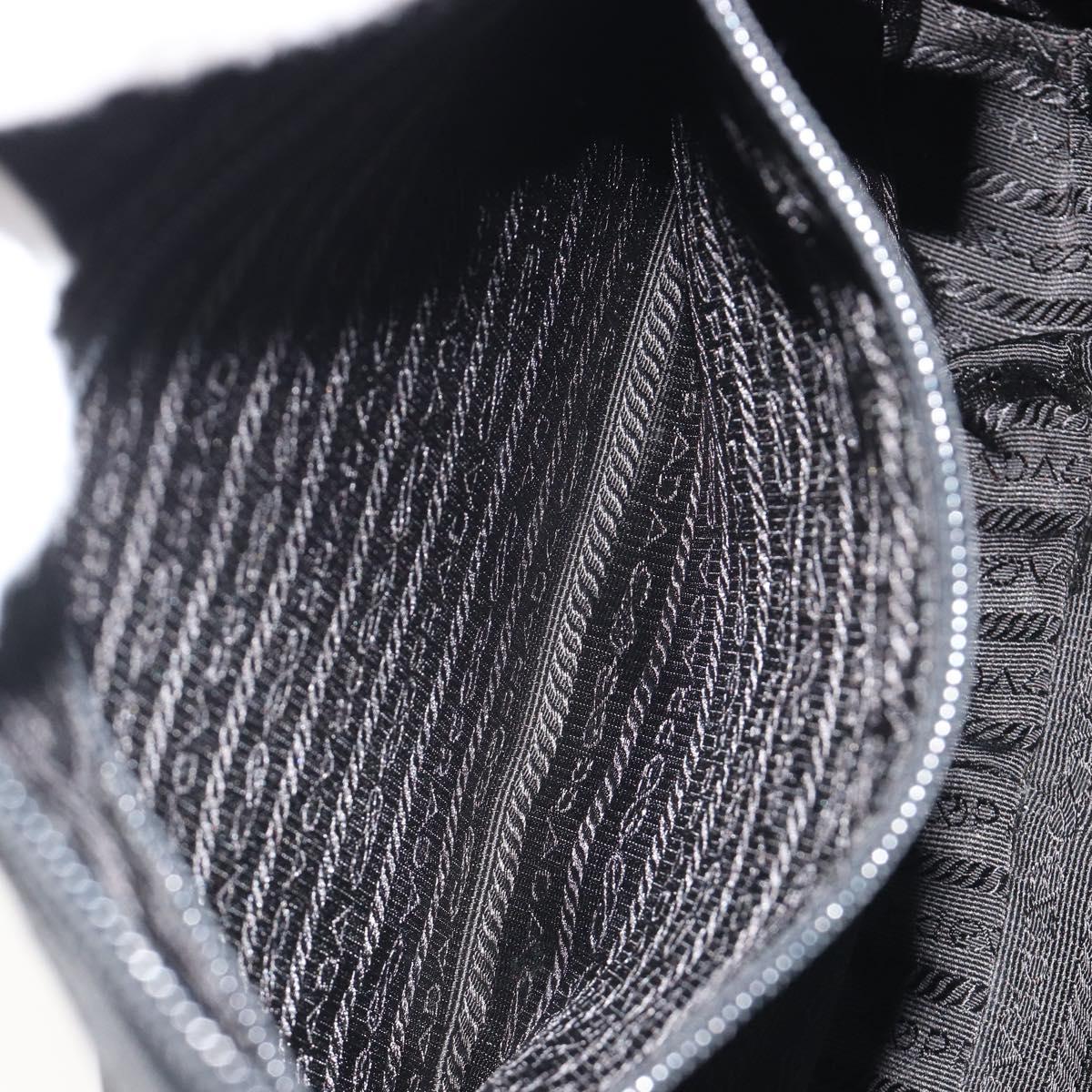 PRADA Hand Bag Nylon Black Silver Auth 188308A