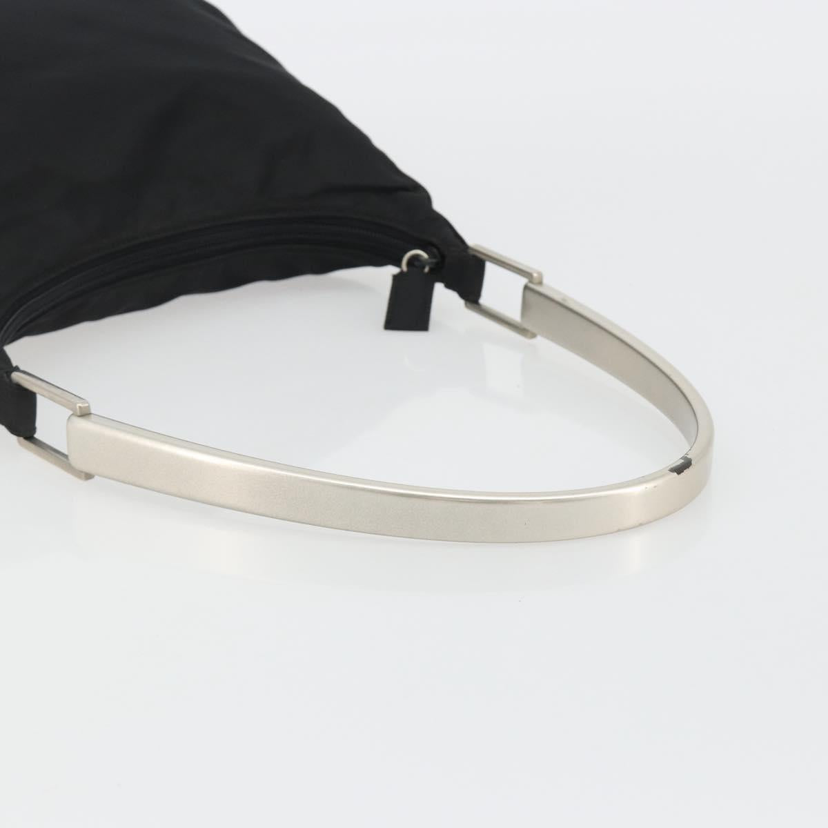 PRADA Hand Bag Nylon Black Silver Auth 188308A