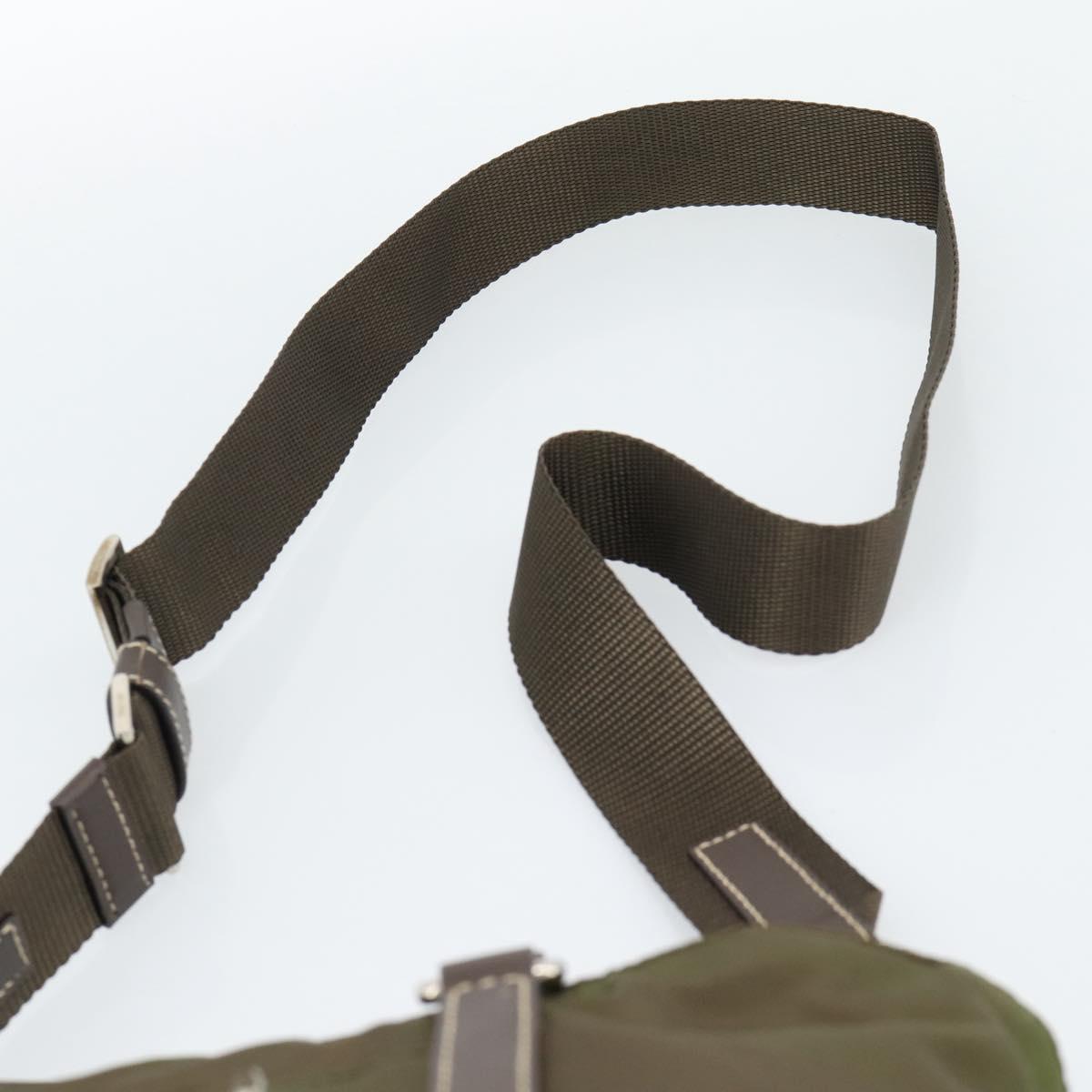 PRADA Hand Bag Nylon 2way Khaki Silver Auth 188309