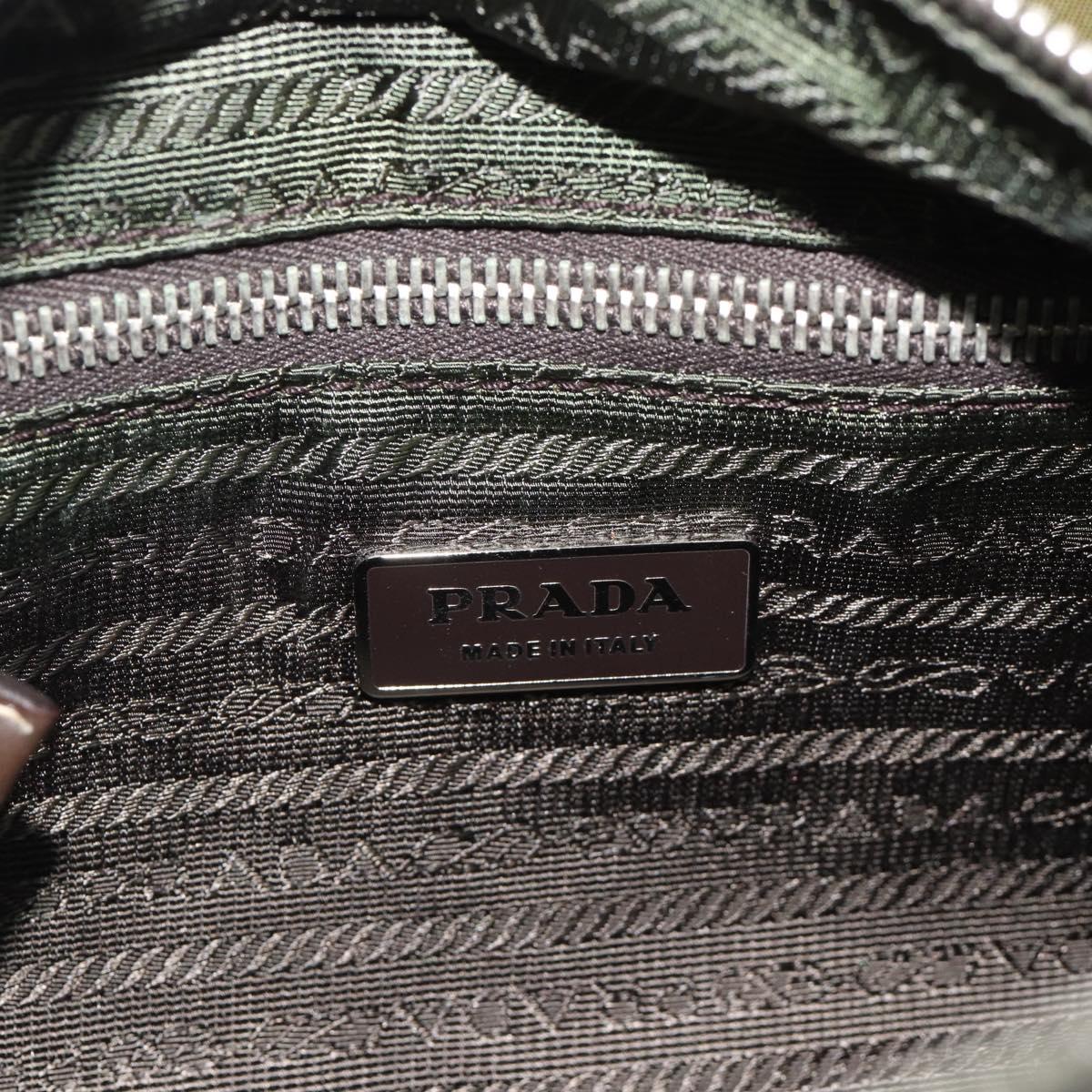 PRADA Hand Bag Nylon 2way Khaki Silver Auth 188309