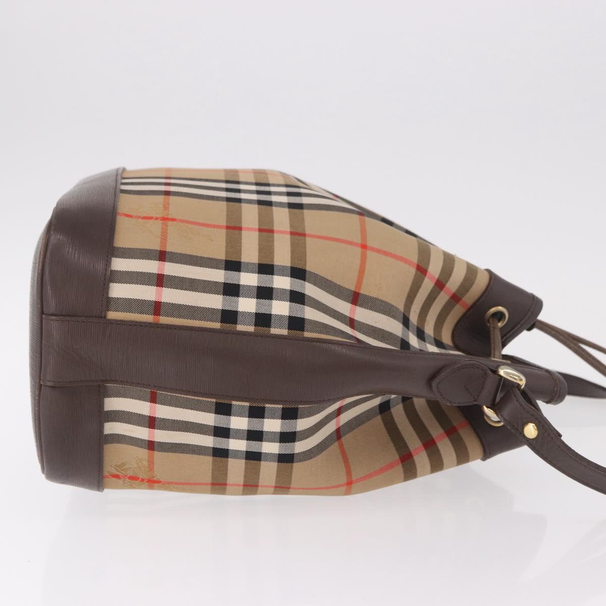 Burberrys Nova Check Shoulder Bag Canvas Beige Gold Auth 188310