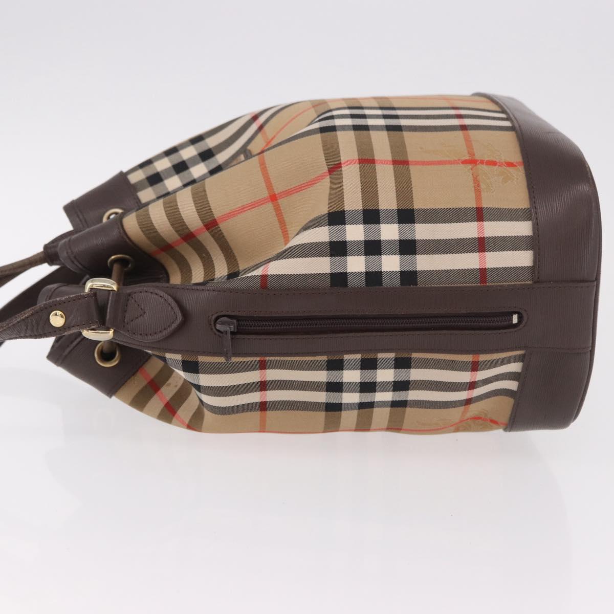 Burberrys Nova Check Shoulder Bag Canvas Beige Gold Auth 188310
