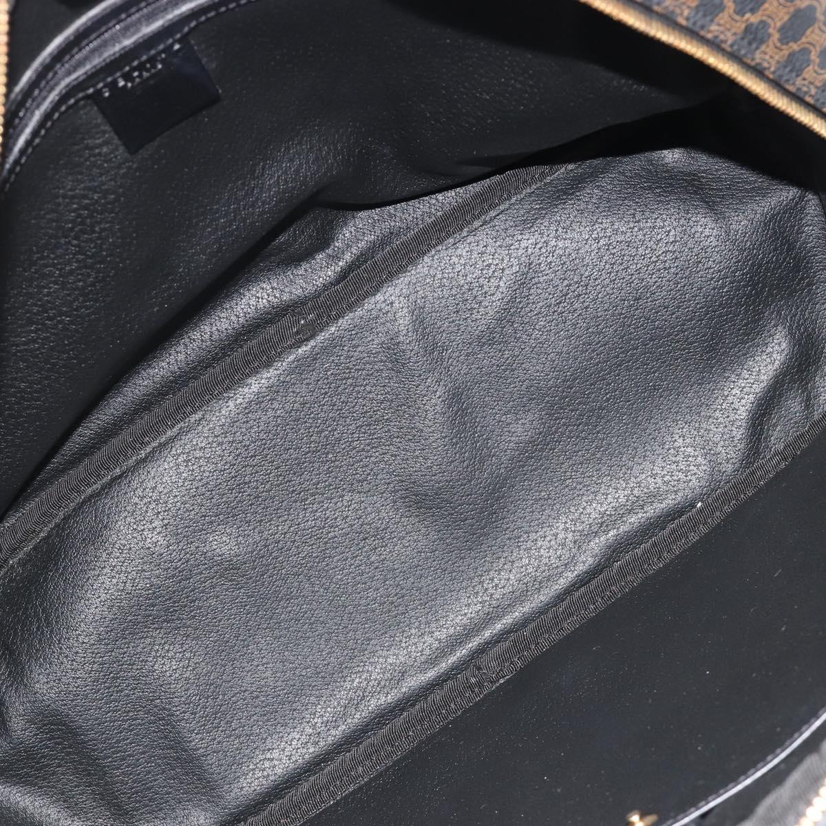 CELINE Macadam Canvas Hand Bag PVC Leather Black Gold Auth 188316V