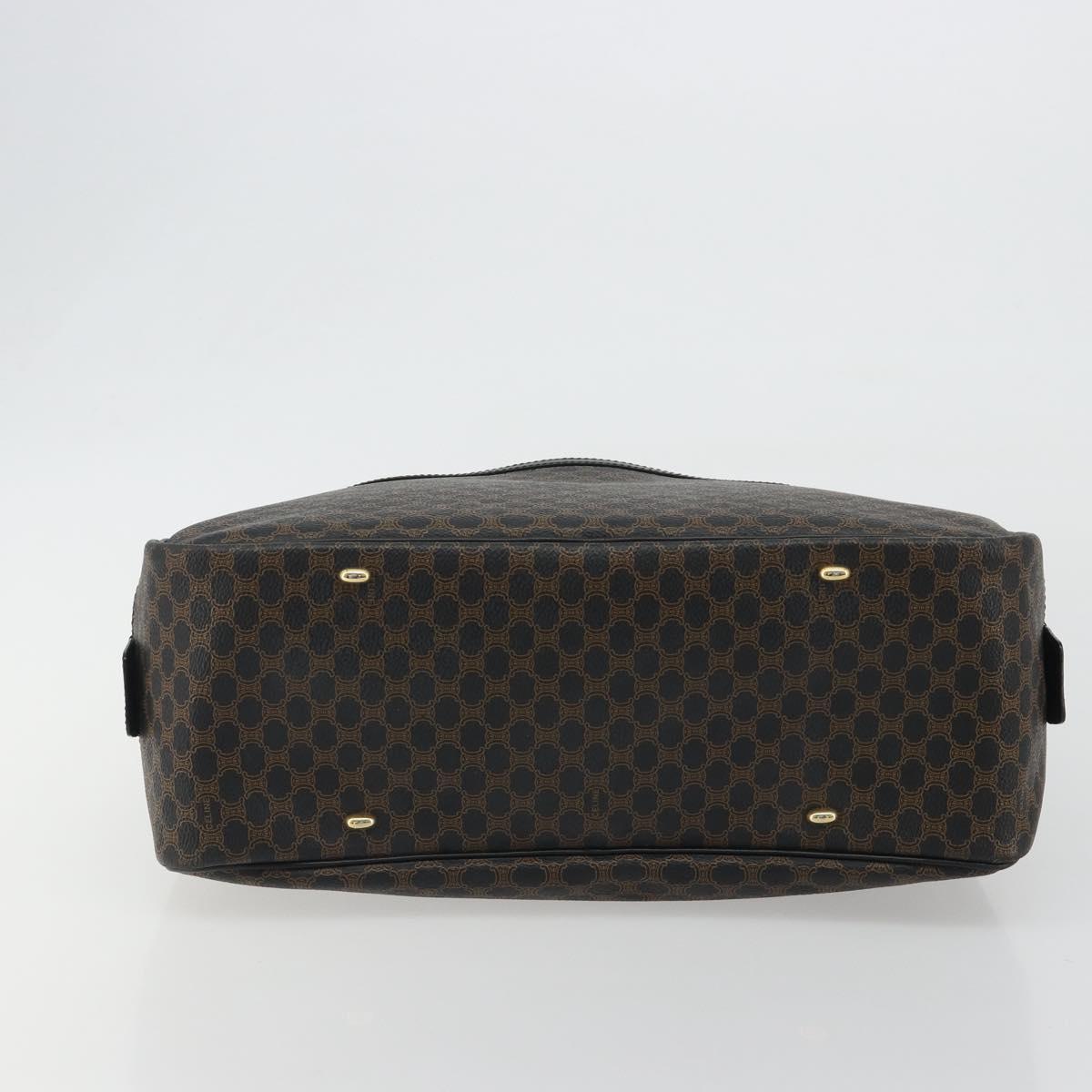 CELINE Macadam Canvas Hand Bag PVC Leather Black Gold Auth 188316V