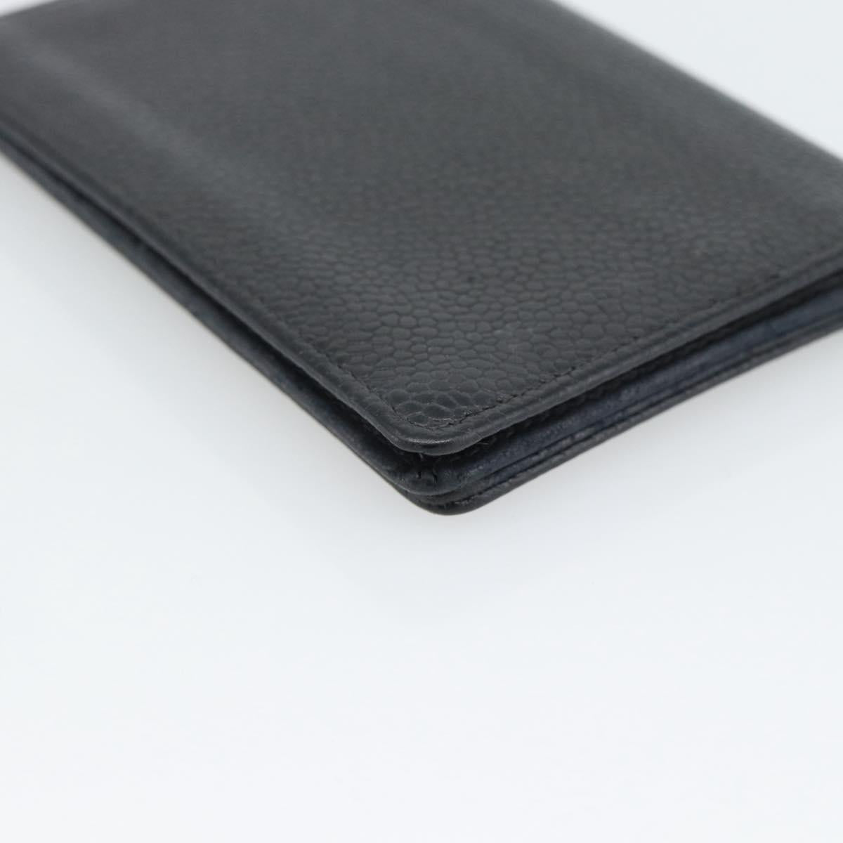 CHANEL Card Case Caviar Skin Black CC Auth 188321M