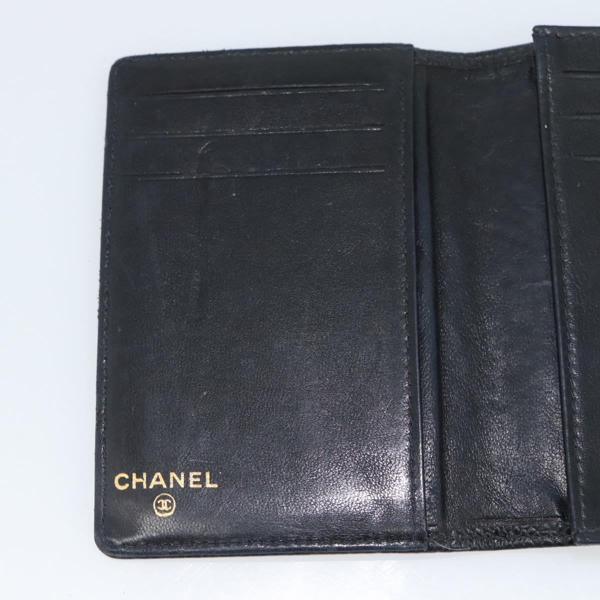 CHANEL Card Case Caviar Skin Black CC Auth 188321M