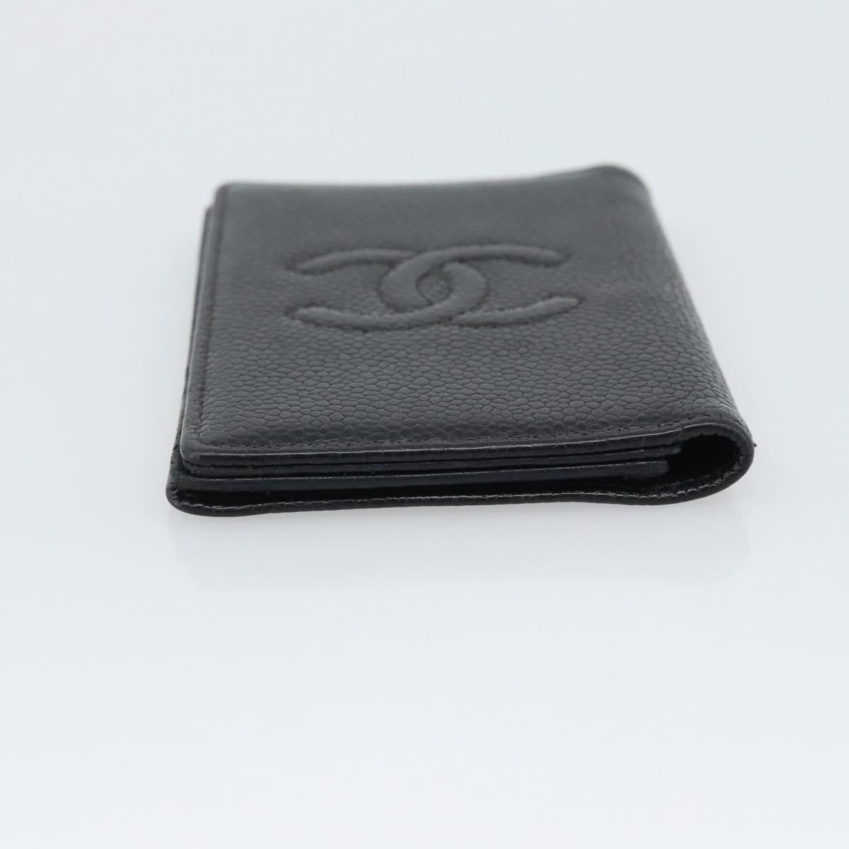 CHANEL Card Case Caviar Skin Black CC Auth 188321M