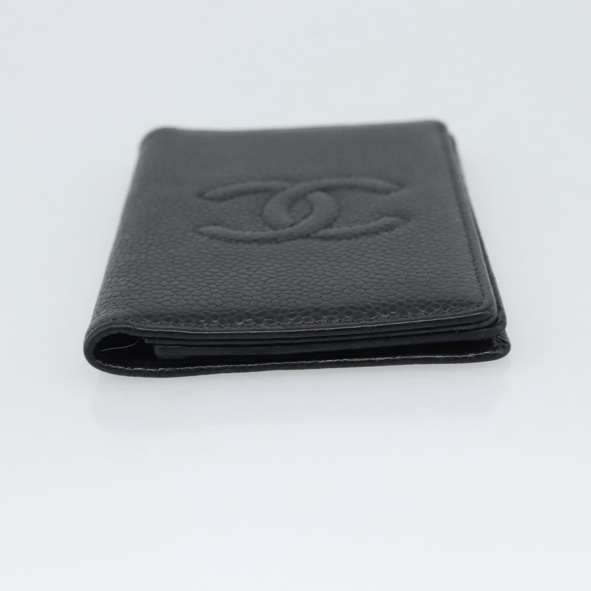 CHANEL Card Case Caviar Skin Black CC Auth 188321M