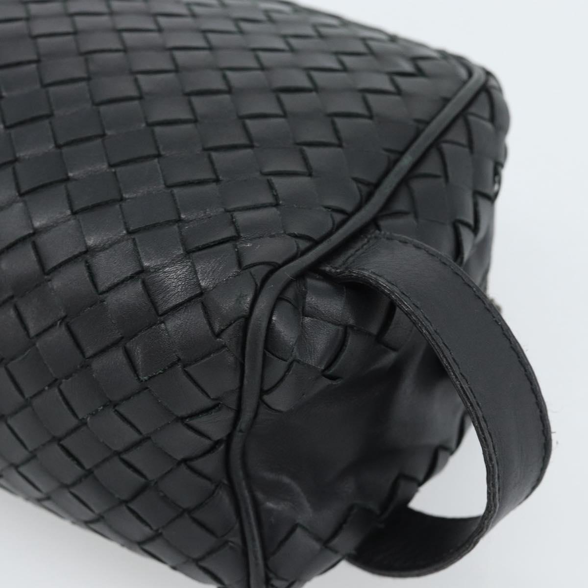 BOTTEGA VENETA INTRECCIATO Clutch Bag Leather Black Auth 188323A