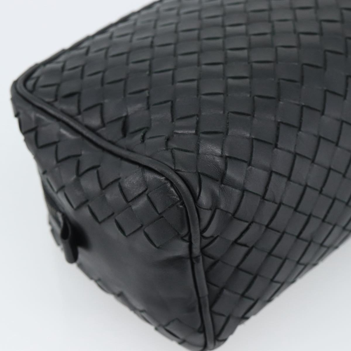 BOTTEGA VENETA INTRECCIATO Clutch Bag Leather Black Auth 188323A